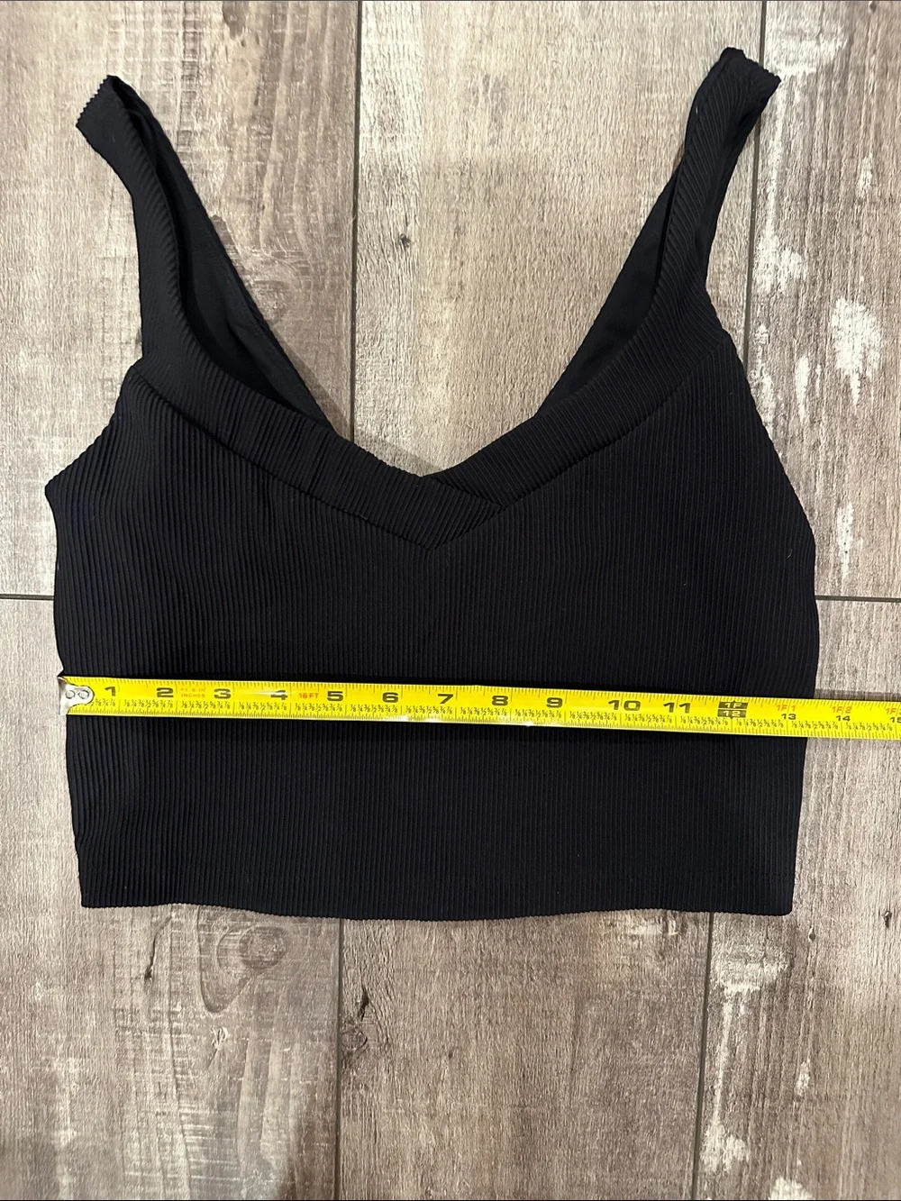 Beyond Yoga Black Ribbed V-Neck Tank with Tonal Monogram